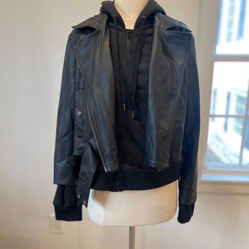 Free People It Girl Vegan Blazer Moto Jacket Black Size Xs Orig. $178. - Picture 9 of 10